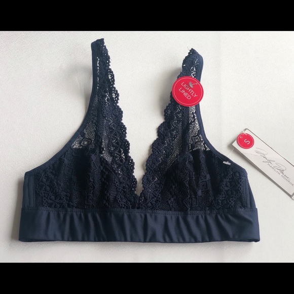NWT MARILYN MONROE wire-free navy lace Bralette S - Picture 9 of 9